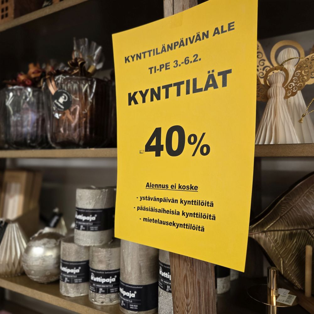 Tehtaanmyymälän alennusmyynti - kynttilät -40%