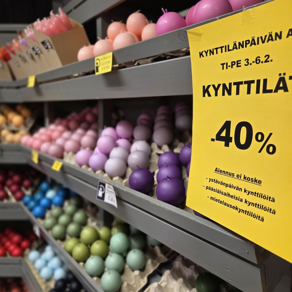 Tehtaanmyymälän alennusmyynti - kynttilät -40%