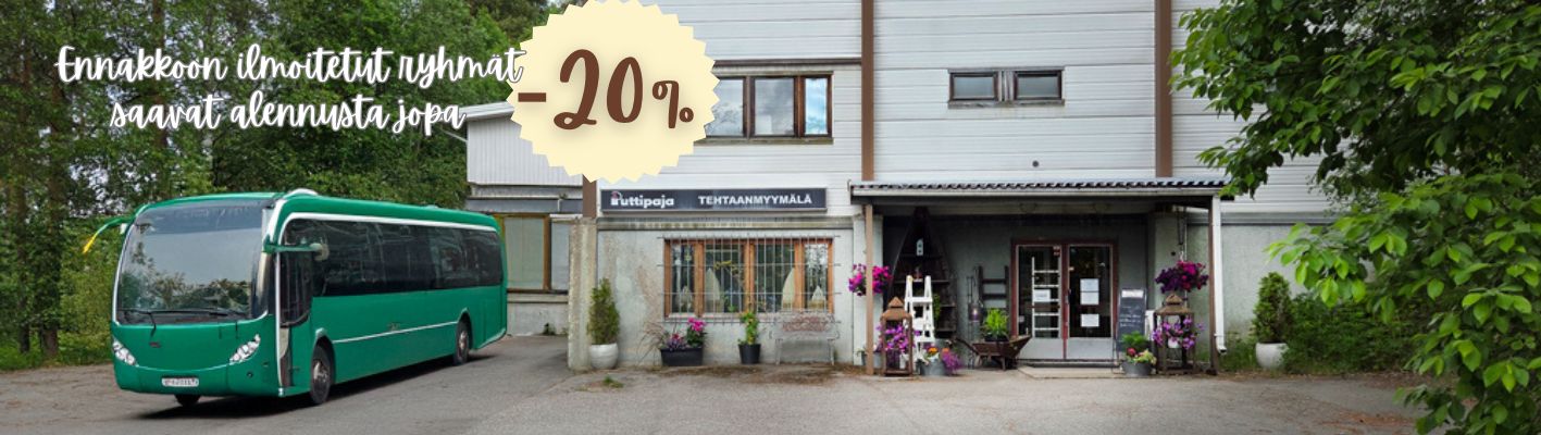 Ryhmämatkalle Puttipajan tehtaanmyymälään. Ennakkoon ilmoitetut ryhmät saavat jopa 20% alennusta.