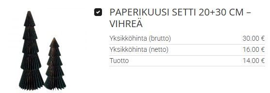 Vihreä paperikuusi joulusisustukseen