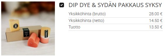 Upea dip dye vekkikynttilä ja siihen sointuvat sydänkynttilät