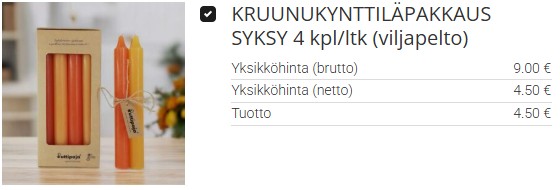 Kruunukynttilät ruskan sävyissä