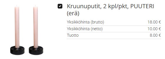 Upeat kruunuputit kahden kappaleen pakkauksessa.