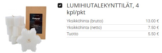Lumihiutalekynttilät talven tunnelmaan