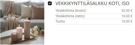Kolme upeaa vekkikynttilää lahjalaatikossa - itselle tai lahjaksi.