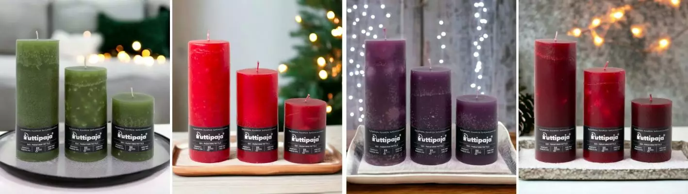 Yksiväriset läpivärjätyt pöytäkynttilät 302