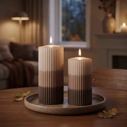 Dip Dye Raidallinen vekkikynttilä Puuteri – kaakao – musta - Dip dye -raitakynttilät - 14704v-282630 - 1