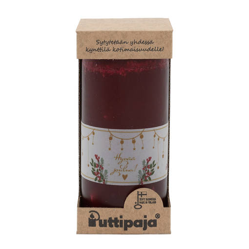 Kynttilä lahjalaatikossa, viini - Läpivärjätyt kynttilät - 85-7940 - 1