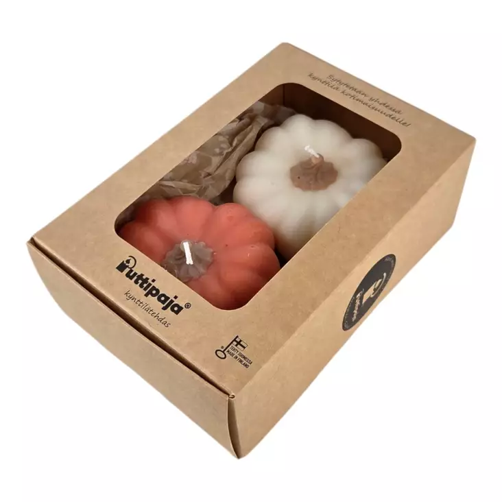 Soijavaha kurpitsakynttilät 2 kpl paketissa, kerma ja oranssi - Soijavahakynttilät - 7928080-0210 - 1