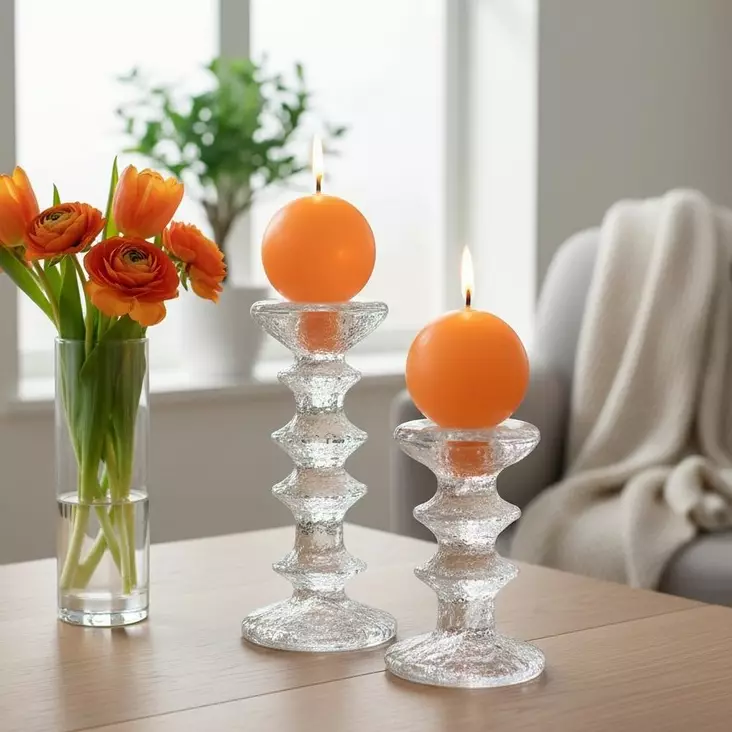 Jalallinen pallokynttilä, oranssi, 2 kpl/pkt - Pallokynttilät - 1402010 - 1