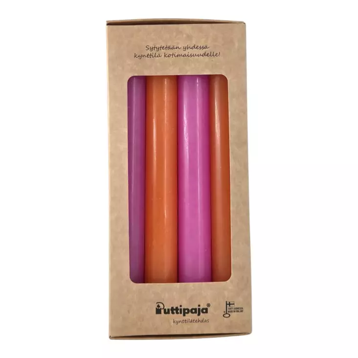 Kruunukynttiläpakkaus oranssi ja pinkki - Läpivärjätyt kruunut - 15013-4-3810 - 1