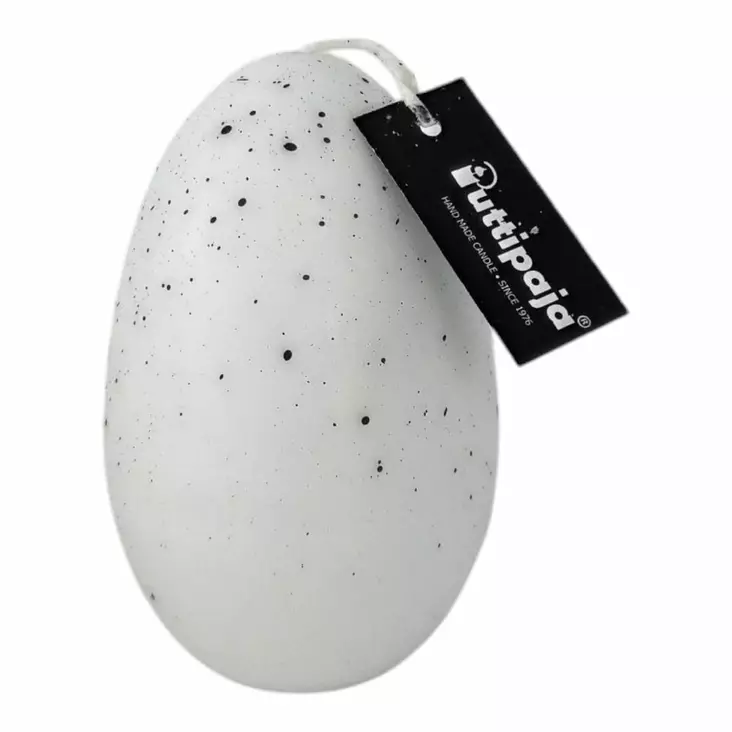 Munakynttilä valkoinen mustalla roiskeella - Pääsiäiskynttilät - 14017MR-01-30 - 1