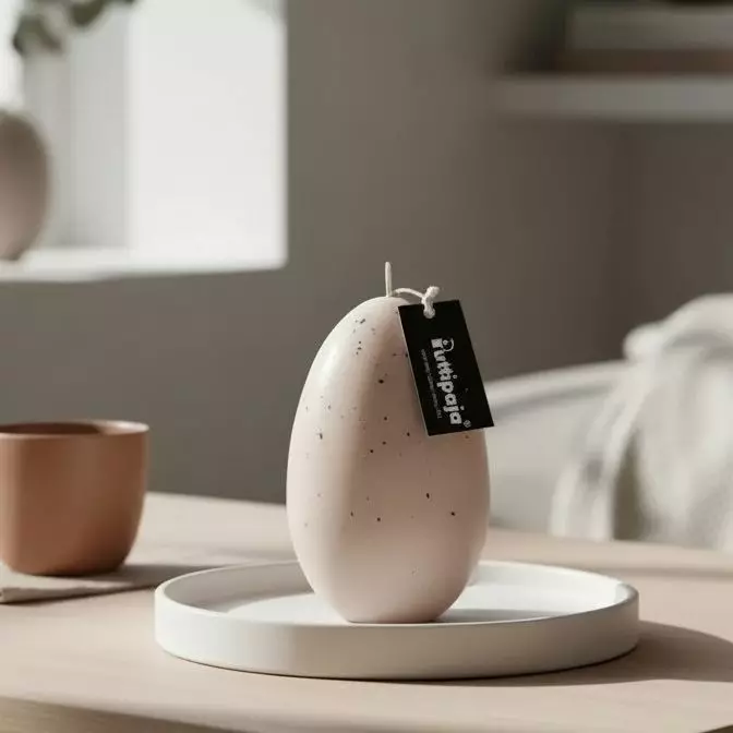 Munakynttilä puuteri mustalla roiskeella - Pääsiäiskynttilät - 14017MR-28-30 - 1