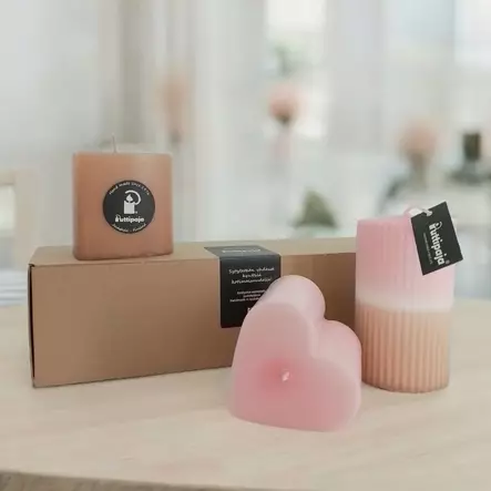 Lahjapaketti: Sydän+ dip dye vekki, koti - Kynttiläpaketit - 85-7801 - 1