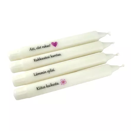 Mietelausekruunukynttilät kukilla "ÄITI", 4 kpl/pkt - Äitienpäiväkynttilät - 29013-01-ai1 - 2