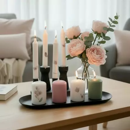 Pöytäkynttiläpakkaus 4 kpl – Magnolia & Perhoset - Mietelausekynttilät - 27112-ke-8540-1 - 2