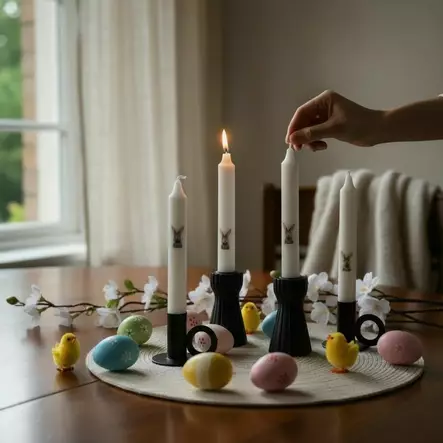 Pupukuvioiset kruunukynttilät, vesiväri, 4 kpl/pkt - Pääsiäiskynttilät - 29013-pa-0126-1 - 2