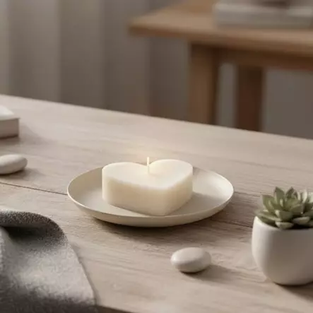 Sydänkynttilä pieni, valkoinen soijavaha - Soijavahakynttilät - 2816007-01 - 1