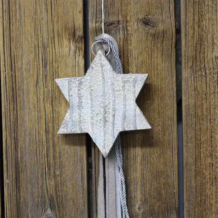 Tähtikoriste huopanauhoilla, kerma/siniharmaa - Joulukoristeet - 545001 - 2