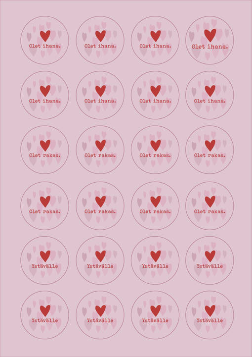 Tarra-arkki ystävänpäivään, sydämet - Pakettikoristeet - 10168-1 - 1