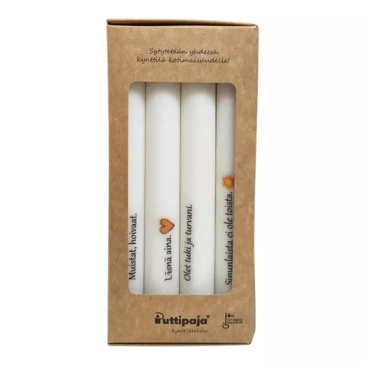 Lahjakynttiläpakkaus läheiselle - Olet tuki ja turvani. - Mietelausekruunukynttilät - 29013-01-tu1 - 1