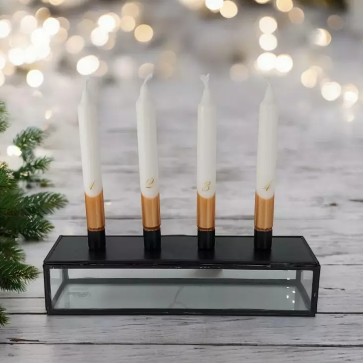 Dip dye Adventti -kruunukynttiläpakkaus, kulta 4kpl/pkt - Adventtikynttilät - 19013-ad-41 - 1