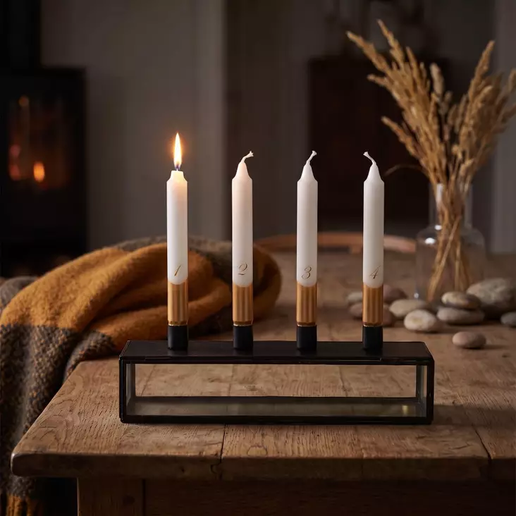 Dip dye Adventti -kruunukynttiläpakkaus, kulta 4kpl/pkt - Adventtikynttilät - 19013-ad-41 - 1