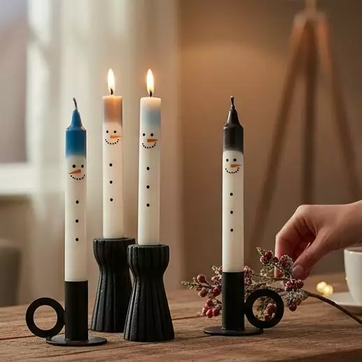 Lumiukko kruunukynttilät 4 kpl/pkt - Talvikynttilät - 29013-lu-0131-1 - 1