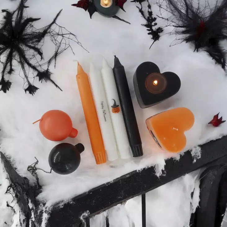 Mietelausekruunukynttilät "HAPPY HALLOWEEN", 4 kpl/pkt - Halloweenkynttilät - 29013-1030-1 - 1