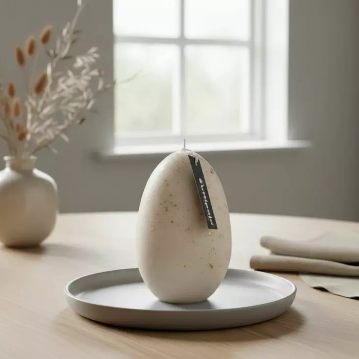 Munakynttilä kerma kultaroiskeella - Pääsiäiskynttilät - 14017MR-02-41 - 1