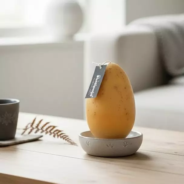 Munakynttilä okra kultaroiskeella - Pääsiäiskynttilät - 14017MR-04-41 - 1