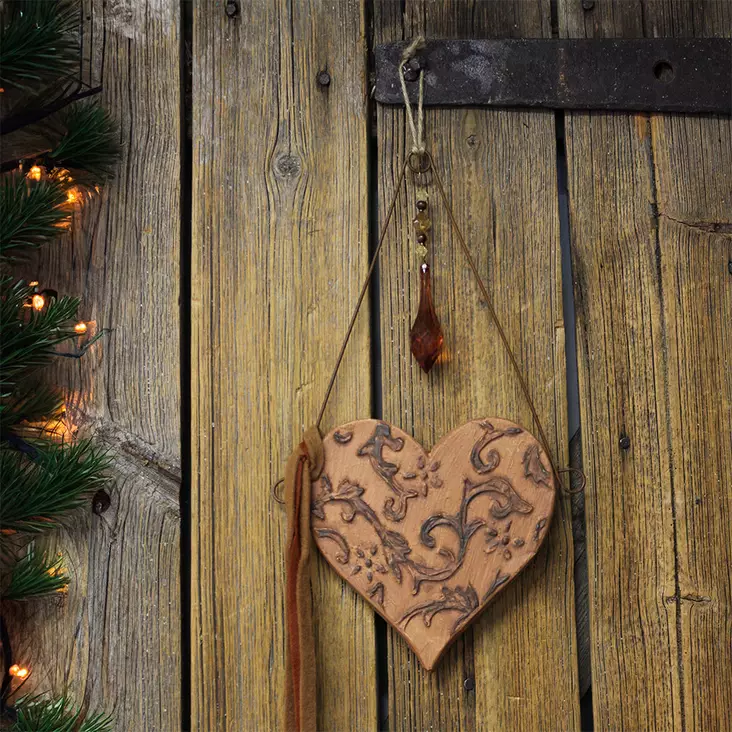 Sydänkoriste kristallilla, ruskea - Joulukoristeet - 546381 - 1