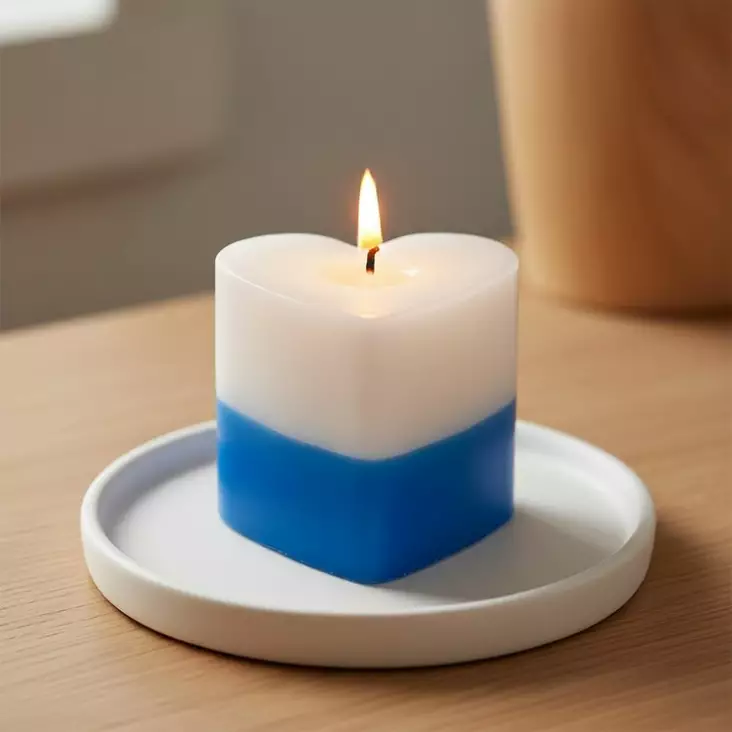 Sydänkynttilä, siniraita - Itsenäisyyspäiväkynttilät - 1410801-21 - 1