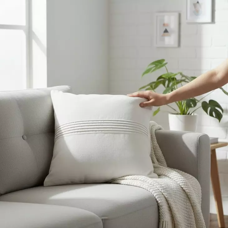 Valkoinen pellavatyynynpäällinen, 40x40 cm - Sisustustekstiilit ja tyynynpäälliset - 442002-01 - 1