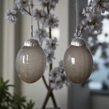 Lasimuna 7,5,cm, krakeloitu harmaa - Pääsiäinen - 53515722 - 1