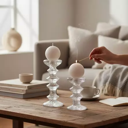 Jalallinen pallokynttilä, kerma, 2 kpl/pkt - Pallokynttilät - 1402002 - 1