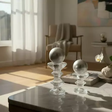 Jalallinen pallokynttilä, metallihohto hopea 2kpl/pkt - Metallihohtokynttilät - 1902042 - 1