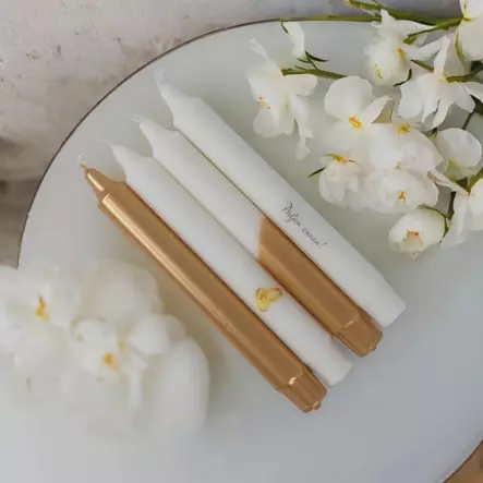 Kruunukynttilät, Paljon onnea & sormus, 4 kpl/ltk - Kihlaus- ja hääkynttilät - 29013-41-2 - 2