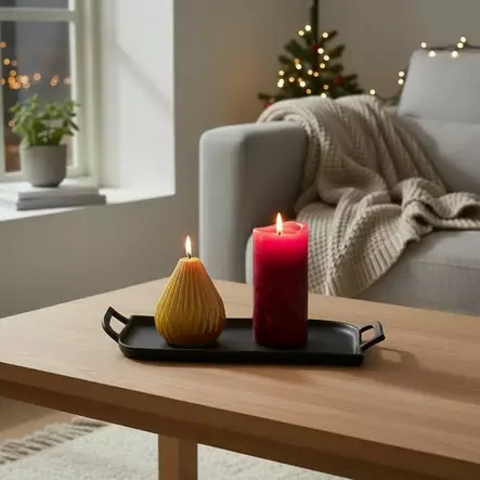 Kynttilälautanen kahvoilla, valurautaa 30 cm x 16,5 cm - Kynttilälautaset - 4091112 - 1