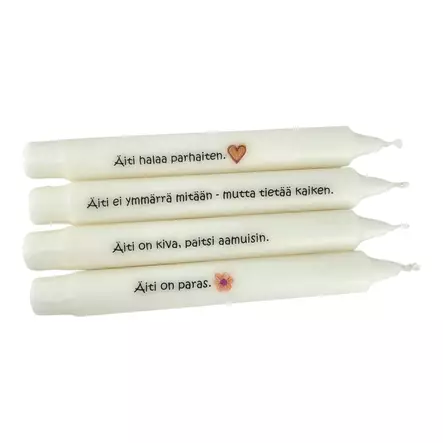 Mietelausekruunukynttilät "ÄITI ON PARAS", 4 kpl/pkt - Äitienpäiväkynttilät - 29013-01-ai2 - 2