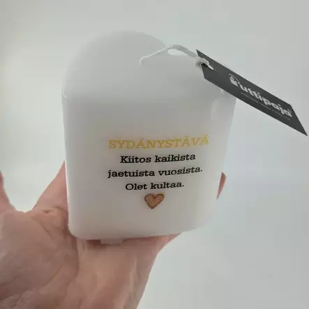 Puttipaja Sydänkynttilä – Sydänystävä - Kiitos kaikista jaetuista vuosista. Olet kultaa. - Ystävänpäiväkynttilät - 2714108ys-SY-2 - 1
