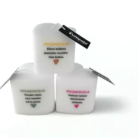 Puttipaja Sydänkynttilä – Sydänystävä - Kiitos kaikista jaetuista vuosista. Olet kultaa. - Ystävänpäiväkynttilät - 2714108ys-SY-2 - 2