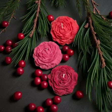 Soijavaha Pioni-kynttilät 3 kpl, punaiset - Soijavahakynttilät - 28065-138592 - 1