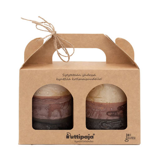 Lahjapakkaus tervakynttilä, beigeraita - Tervakynttilät - 1240452 - 1