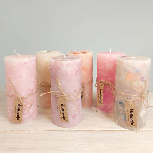 Murukynttilä 15cm, vaalea lajitelma - Putti-kierrätyskynttilät - 15805-02 - 1