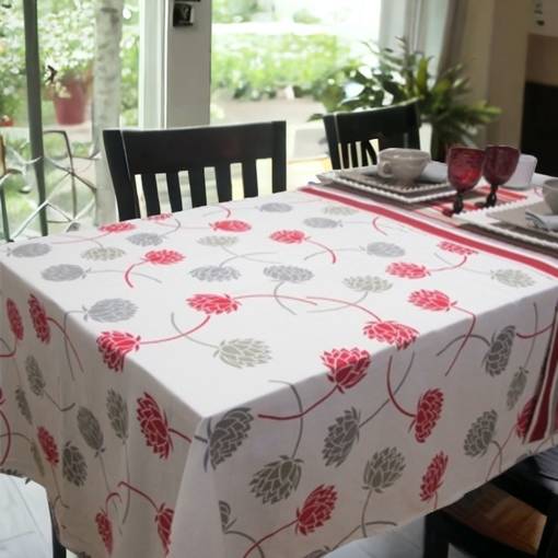 Pioni pöytäliina 150x240, punainen - Keittiötekstiilit - 448281-12 - 1