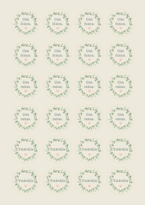 Tarra-arkki ystävänpäivään, vaalea kranssi - Pakettikoristeet - 10168-2 - 1