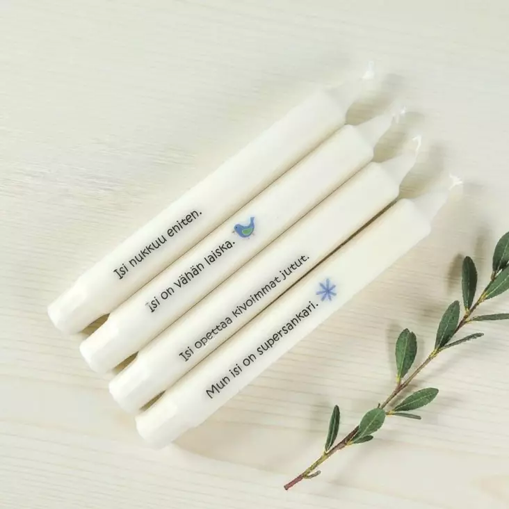 Isänpäivälahjakynttilät - Mun isi on supersankari - Mietelausekruunukynttilät - 29013-01-is2 - 1