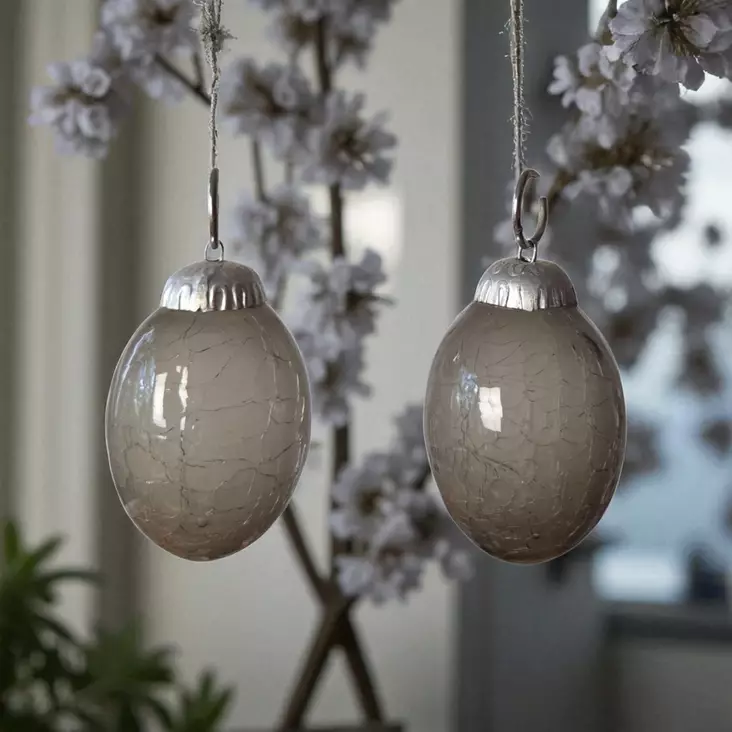 Lasimuna 7,5,cm, krakeloitu harmaa - Pääsiäinen - 53515722 - 1