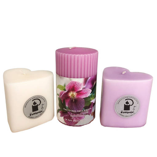 Mietelause- ja sydänkynttiläpaketti Tarvitaan vain kukkia - Mietelausekynttilät - 79291460422 - 1